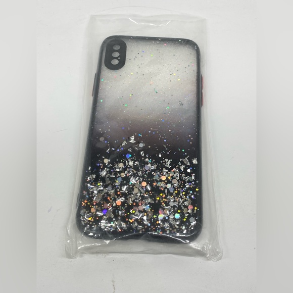 CLEAR / BLACK / GLITTER PHONE CASE FOR IPHONE X & XS NEW / UNUSED - Picture 4 of 5